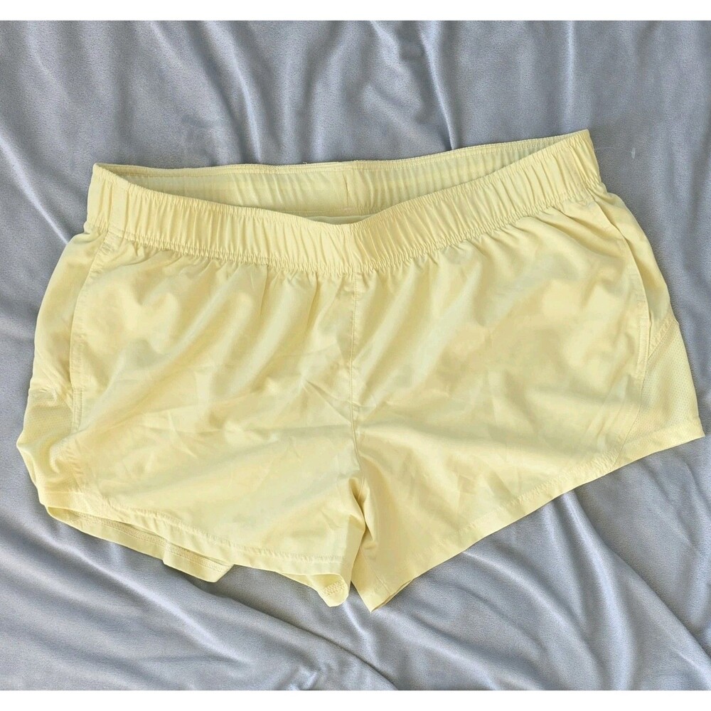 Athletic Works Womens Running Shorts XL 16-18 Yellow Lined Pockets Activewear